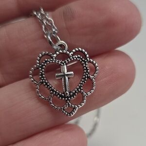 Silvertone Heart Pendant Necklace